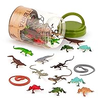 60 Pcs Lizards Animal Tube – Realistic Plastic Animal Toys – Reptile & Amphibian Figurines – Frog, Alligator, Snake & More for Kids and Toddlers 3+