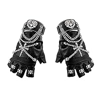 Black Leather Rock Punk Cosplay Gloves Cross Cool Gloves for Men