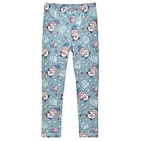 Happy Independence Day Gnome Girl's Leggings Soft Ankle Length Active Stretch Pants Bottoms 4-10 Years