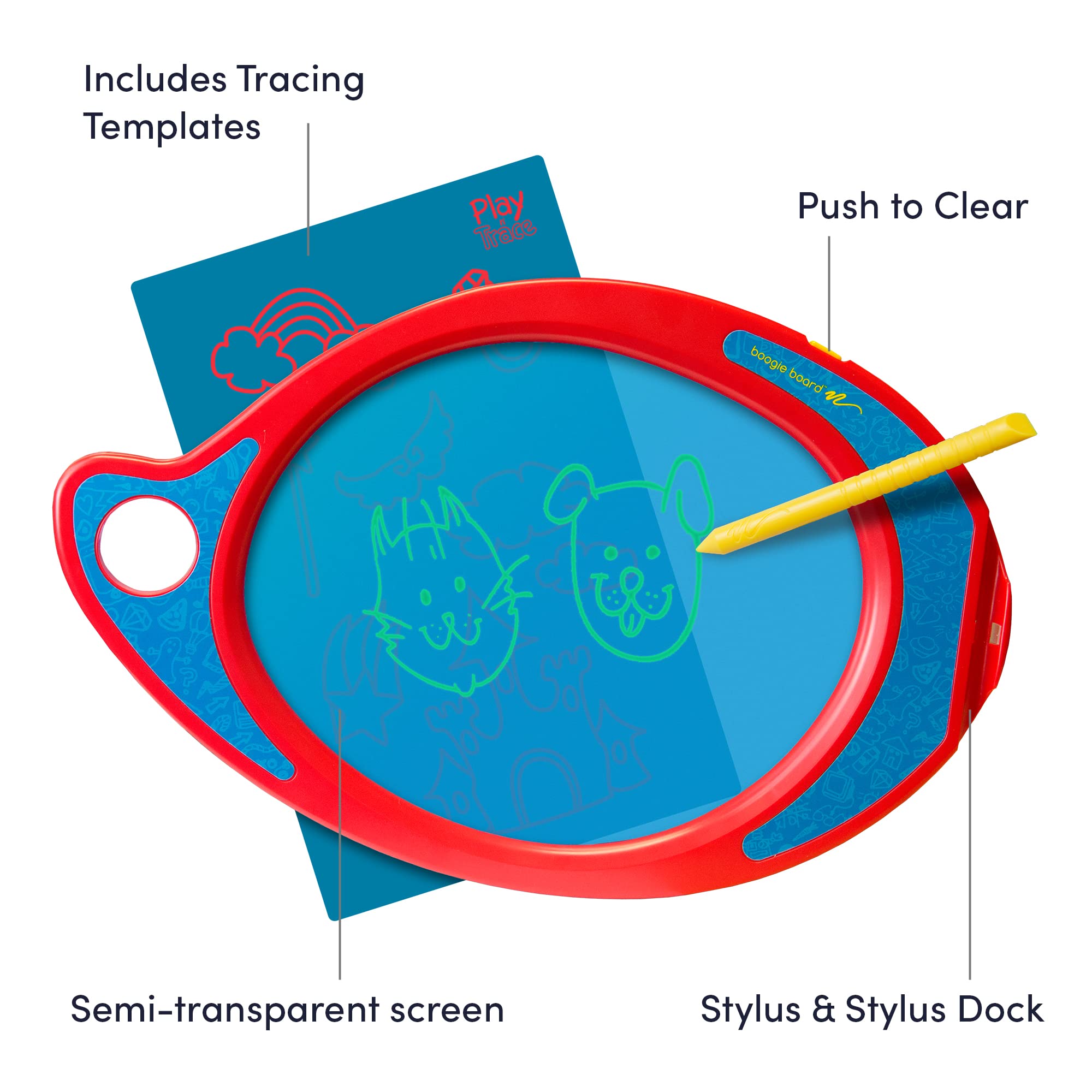 Boogie Board Play n' Trace with Transparent Tracing Board, Stylus, and Templates for Kids to Write, Trace and Draw, For Boys and Girls, Ages 3+