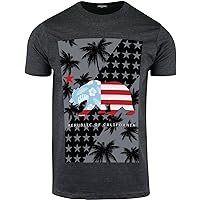 ShirtBANC Mens California Republic Star Shirt USA Flag Bear Palm Trees Tee