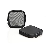 Mesh Travel Toiletry Bag, Transparent Standing Pouch, Portable Shaving Washing Kits Organizer, Personal Care Trip Case, Pack of 2 (Size S), Black
