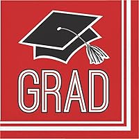 Creative Converting 360 Count School Spirit Paper Lunch Napkins for Graduation Party, Classic Red
