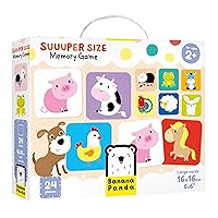 Suuuper Size Memory Matching Kids Game - Includes 24 Extra-Large 6” x 6” Cards - Match The Animals or Use as Flashcards - for Toddlers, Boys & Girls, Ages 2-4 Years