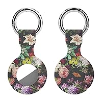 Multi-Coloured Floral Airtag Holder Case Silicone Airtag Case with Keychain GPS Item Finders Accessories Airtag Tracker Cover 1PCS