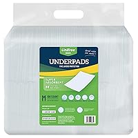 Unifree Disposable Underpad, Bed Pads, Incontinence Pad, Super Absorbent, 100 Count, Blue (M 24x24 Inch)