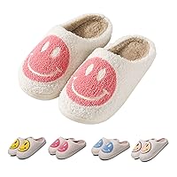 Retro Smile Face Slippers, Happy Face Slipper for Women, Soft Plush Comfy Preppy Women Slippers, Smile Cushion Slides, Fluffy House Slippers for Men