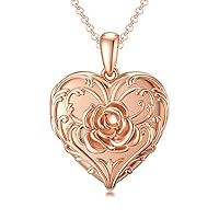 SOULMEET Sunflower/Rose Gold Locket Necklace That Holds Pictures Photo Keep Someone Near to You Personalized Sterling Silver/Real Gold Locket Gift