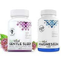 Plantvital Bundle Sleep & Relax: Herbal Sleeping Pills 60 Capsules with Valerian Root, Melatonin, Chamomile, and Magnesium Glycinate 200mg-120 Capsules for Muscle & Heart Health -Men & Women.
