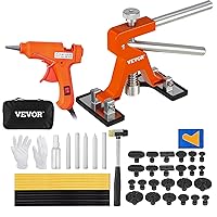 VEVOR Dent Puller Kit, Adjustable Width Golden Dent Puller, 50 PCS Paintless Dent Repair Kit, Auto Body Dent Remove Tool with Hot Glue Gun and Glue Sticks, for Auto Hail Damage, Small Ding Dent Repair