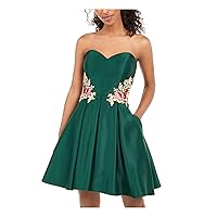 Blondie Womens Embellished Sweetheart Neckline Above The Knee Party Fit + Flare Dress