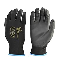 12 PAIRS Men Work Gloves – Lightweight Grip Gloves for Work Available In 4 Sizes – Polyurethane Rubber Coated Gloves - Touchscreen Tactical Gloves Ideal for General Duty Work - Large