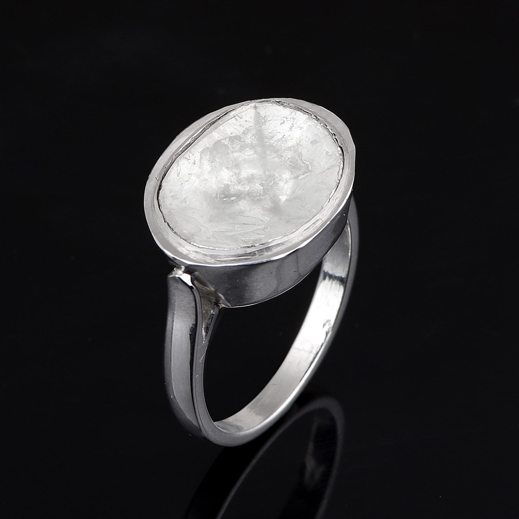 1.50 CTW Natural Diamond Polki Solitaire Ring 925 Sterling Silver Platinum Plated Slice Diamond Jewelry