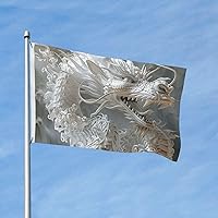Flag 3 x 5 Ft Outdoor Flag Double Sided Flag White Dragon Style All Weather Flags for Yard Outdoor Decoration Holiday Banner Sign