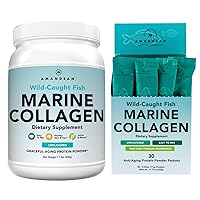 AMANDEAN Marine Collagen Duo. 500g Container + 30 Travel Packs. Hydrolyzed Fish Collagen Peptides for Skin, Hair & Nails. Pescatarian, Keto & Paleo-Friendly, Unflavored