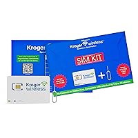 Kroger Wireless Prepaid SIM Card with Removal Tool for 4G LTE or 5G Phones, Unlimited U.S. Cell Phone Plans from $15 per Month with Text, Talk, and Data, Includes 4X Fuel Points