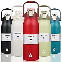 BJPKPK Insulated Water Bottles with Straw, 57oz Sports Water Bottle with One-handed Opening Lid, BPA Free Leakproof Easy Carry Water Jugs, Flasks, Thermos for Gym Sports Outdoors, Red