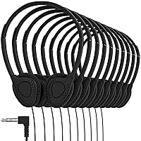Maeline Bulk Headphones On-Ear Stereo Headset with 3.5 mm Headphone Plug - 10 Pack - Black
