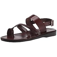 Amos - Leather Ankle Strap Flat Sandal - Mens Sandals