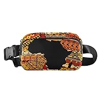 Africa Map Fanny Pack for Women Men Belt Bag Crossbody Waist Pouch Waterproof Everywhere Purse Fashion Sling Bag for Running Hiking Workout Travel