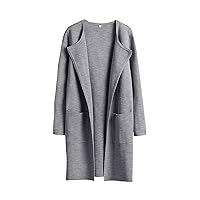 Women's Spring Jackets Solid Color Lapel Cardigan Tweed Cotton Coat Long Sleeve Jacket With Cardigans, S-2XL