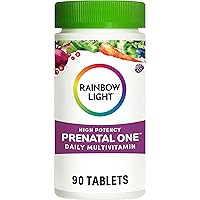 Rainbow Light High-Potency Prenatal One Multivitamin, Prenatal Health Multivitamin Supports Mom's Health and Baby's Development, With Vitamin C, Vegan, 90 Count