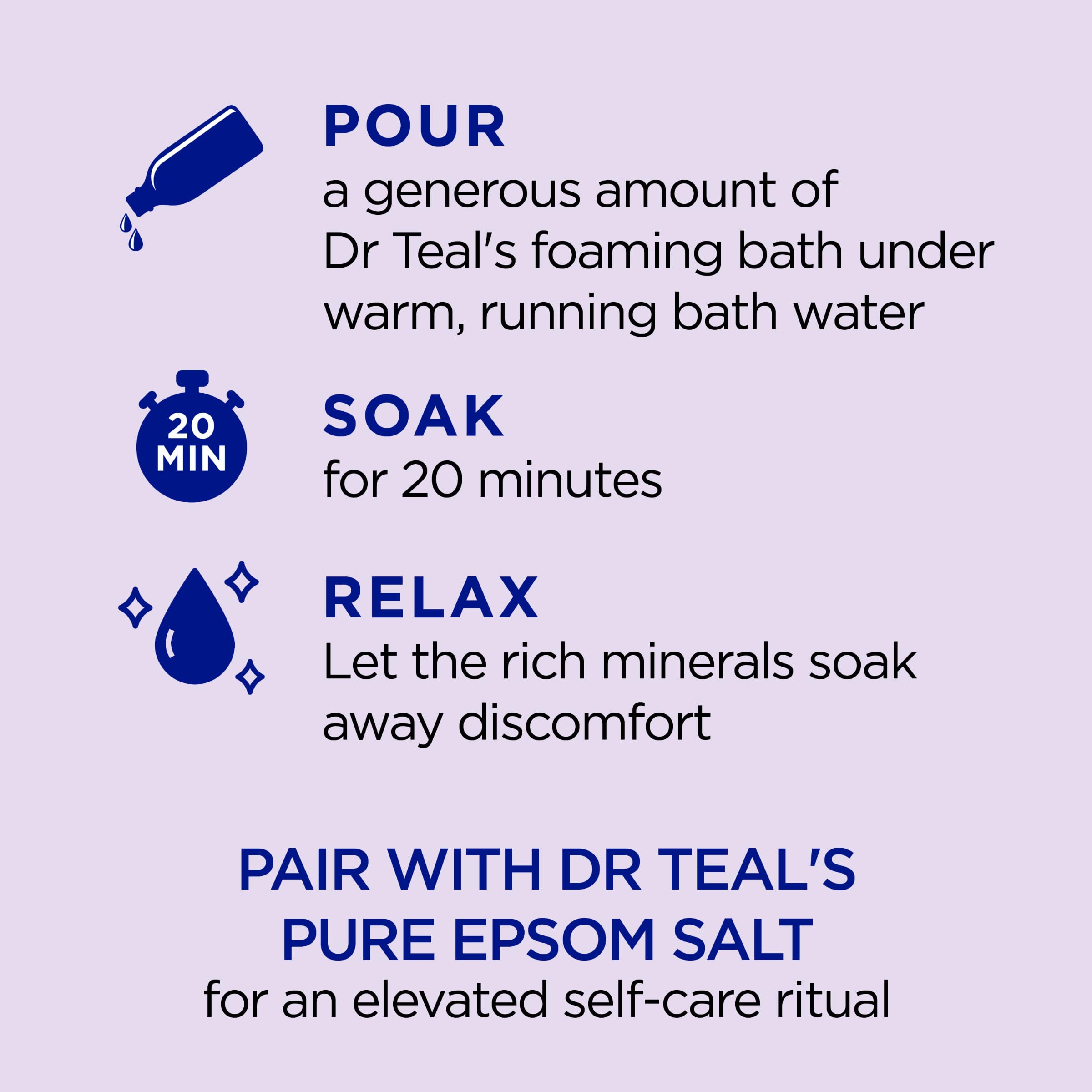 Dr Teal's Foaming Bath with Pure Epsom Salt, Soothe & Sleep with Lavender, 34 fl oz (Pack of 2)