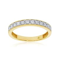 Lab Grown Diamond Wedding Bands for Women | 10K Yellow, White and Rose Gold Certified 1/10-1/2 Carat Milgrain Diamond Anniversary Bands, Promise Rings and Stackable Bands