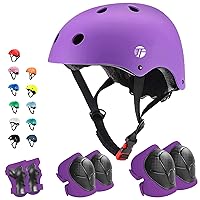 Adjustable Skateboard Helmet with Knee Pads Elbow Pads Wrist Guards,Bike Helmet and pads for kids Toddler Youth( 3-5-8-14+Ages)Girls boys for Bicycle Roller Skate Riding Scooter Inline skating