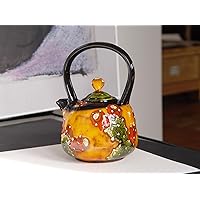 Colorful Handpainted Cactus Teapot - Artisan Clay Gift - Danko Pottery Orange, Green, Red, Black - 750ml Ceramic Kettle - Home Decor