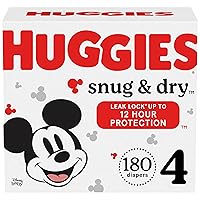 Huggies Size 4 Diapers, Snug & Dry Baby Diapers, Size 4 (22-37 lbs), 30 Count (Pack of 6), Total 180 Count - Packaging May Vary