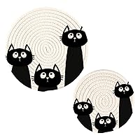 Black Cat Family Trivets for Hot Dishes Pot Holders Set of 2 Pieces Hot Pads for Kitchen Heat Resistant Trivets for Hot Pots and Pans Placemats Set for Countertops Farmhouse Decor