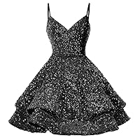 Sequin Homecoming Dresses for Teens Sparkly V Neck Short Prom Dresses for Women 2024 Formal Cocktail Party Dress