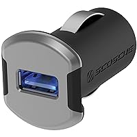 Scosche USBC121M ReVolt Universal Cigarette Lighter Single Device Compact One Port USB Car Charger, Fast Charge One Device Quickly, Black/Space Gray
