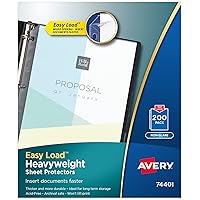 Avery Clear Heavyweight Sheet Protectors, Non-Glare, Easy Load, 200 Document Protectors (74401)