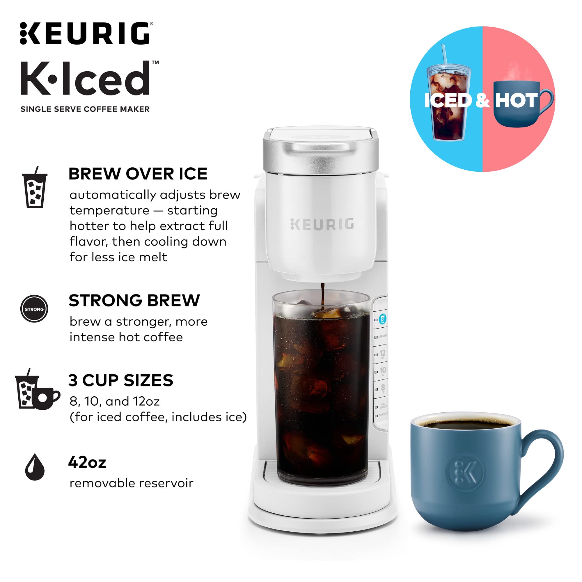 Keurig K-Iced Single Serve Coffee Maker, White