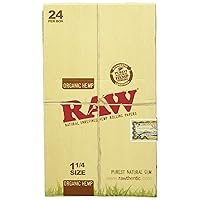 RAW Unrefined Organic 1.25 1 1/4 Size Cigarette Rolling Papers Full Box of 24 Packs, Yellow, 50 Count (Pack of 24)
