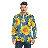 ALAZA Sunflower Flowers and Leaves Men's Hoodie Sweatshirt Full-Zip Long Sleeve Hoodie with Pockets