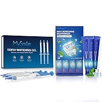 MySmile Teeth Whitening Gel Pen Refill Pack, 3 Non-Sensitive Teeth Whitening Pen, Mouthwash Alcohol Free, Mouth Wash for Adults, Travel Mouthwash Helps Kill 99% of Bad Breath Germs, 30 Uses