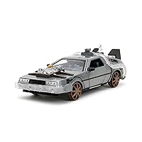 Back to The Future Part III 1:24 Time Machine Rail Wheels Die-Cast Car, Toys for Kids and Adults