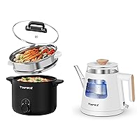 Topwit Electric Cooker with Steamer, 1.5L Non-stick Ramen Cooker & Topwit Electric Kettle, 1.0L Electric Tea Kettle with Removable Stainless Steel Infuser