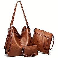 Women's Handbags and Backpack Purses Large Hobo Bags Tote Bag Crossbody Shoulder Bag Satchel Purse Set 3pcs