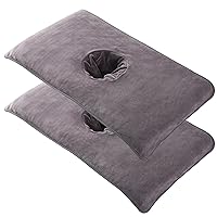 Massage Table Cover 2Pcs Soft Massage Bed Cover with Face Hole Reusable Spa Beauty Bed Cover Towel with Face Hole Massage Bed Sheet for Home Skin Care Dark Grey