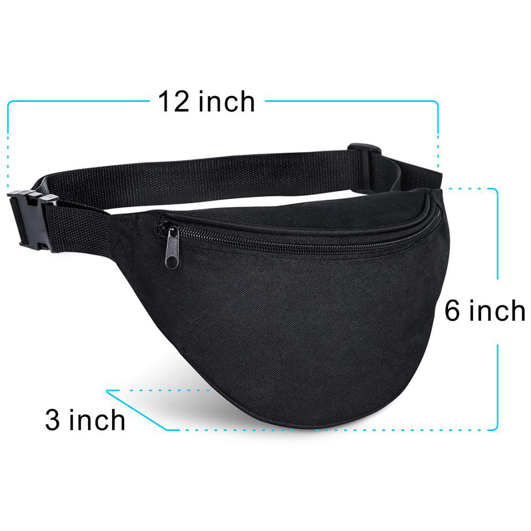 BuyAgain Fanny Pack, Unisex 2 Zipper Quick Release Buckle Travel Sport Running Waist Fanny Pack For Women Men