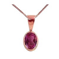 Beautiful Jewellery Company BJC® Solid 9ct Rose Gold Natural Pink Topaz Single Oval Solitaire Pendant 1.50ct & 9ct Rose Gold Curb Necklace Chain