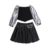 Toddler Baby Girls Clothing Kids Summer Top T-shirt + Mini Denim/Leather Skirt Dress Outfits Set