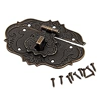 dophee Vintage Style Embossing Decorative Locking Hasp Latch Clasp with Screws for Jewelry Box Wooden Case Treasure Chest Wedding Card Box, 3