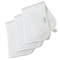 HonestBaby 3-Pack Matelasse Premium Burp Cloths Soft Absorbent 100% Organic Cotton for Infant Baby Boys, Girls, Unisex, White, One Size
