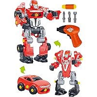 PowerTRC 3-in-1 Take Apart Robot & Truck Toy with Screwdriver & Power Drill | Educational Construction Switch Between Truck & Robot Learning Playset for Kids