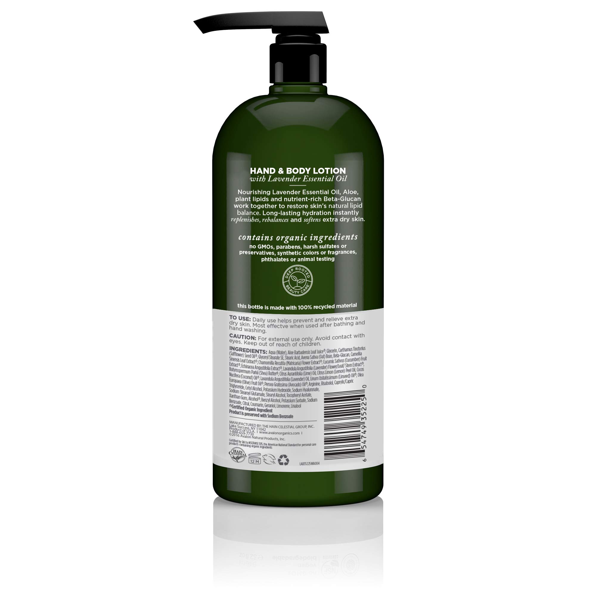 Avalon Organics Hand & Body Lotion, Nourishing Lavender, 32 Oz